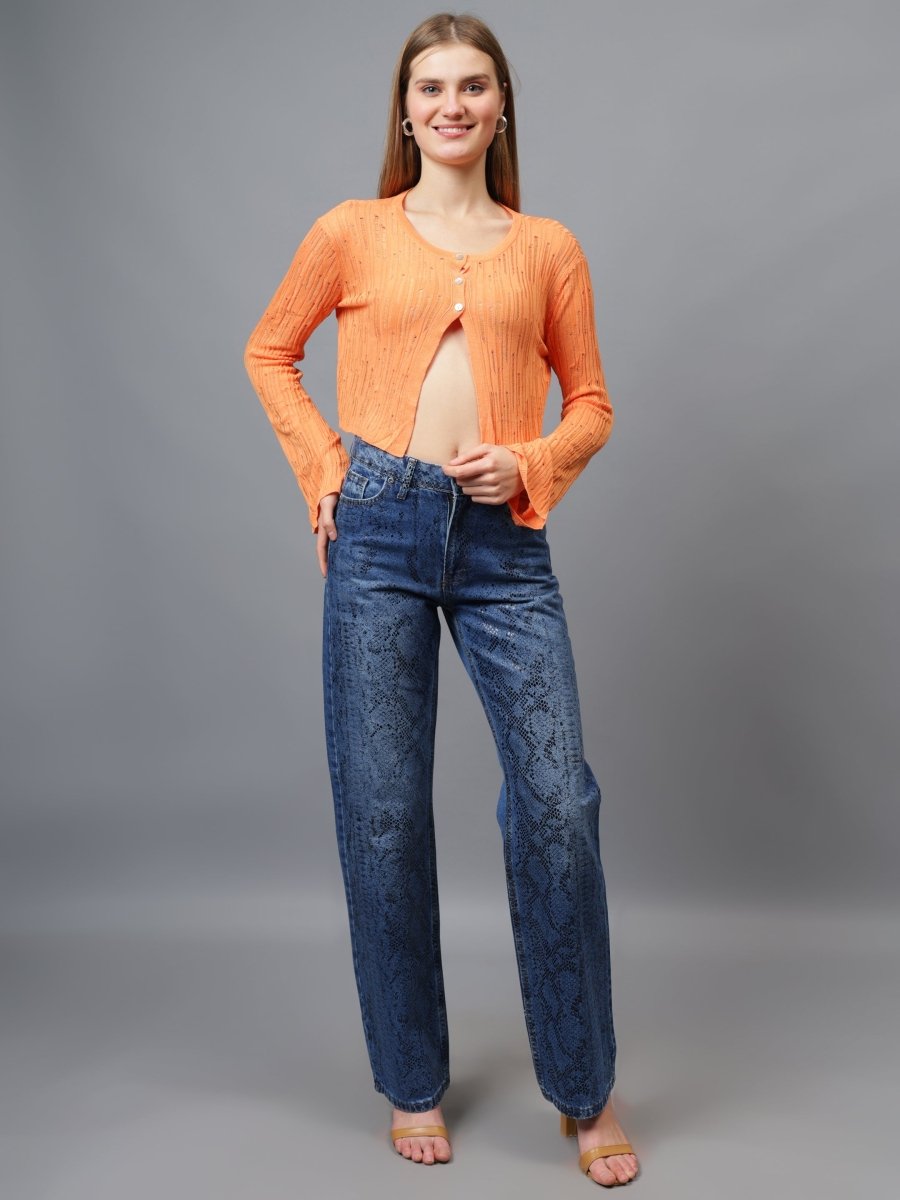 Gaiia Self Design Long Sleeve Top With Button - GAIIA